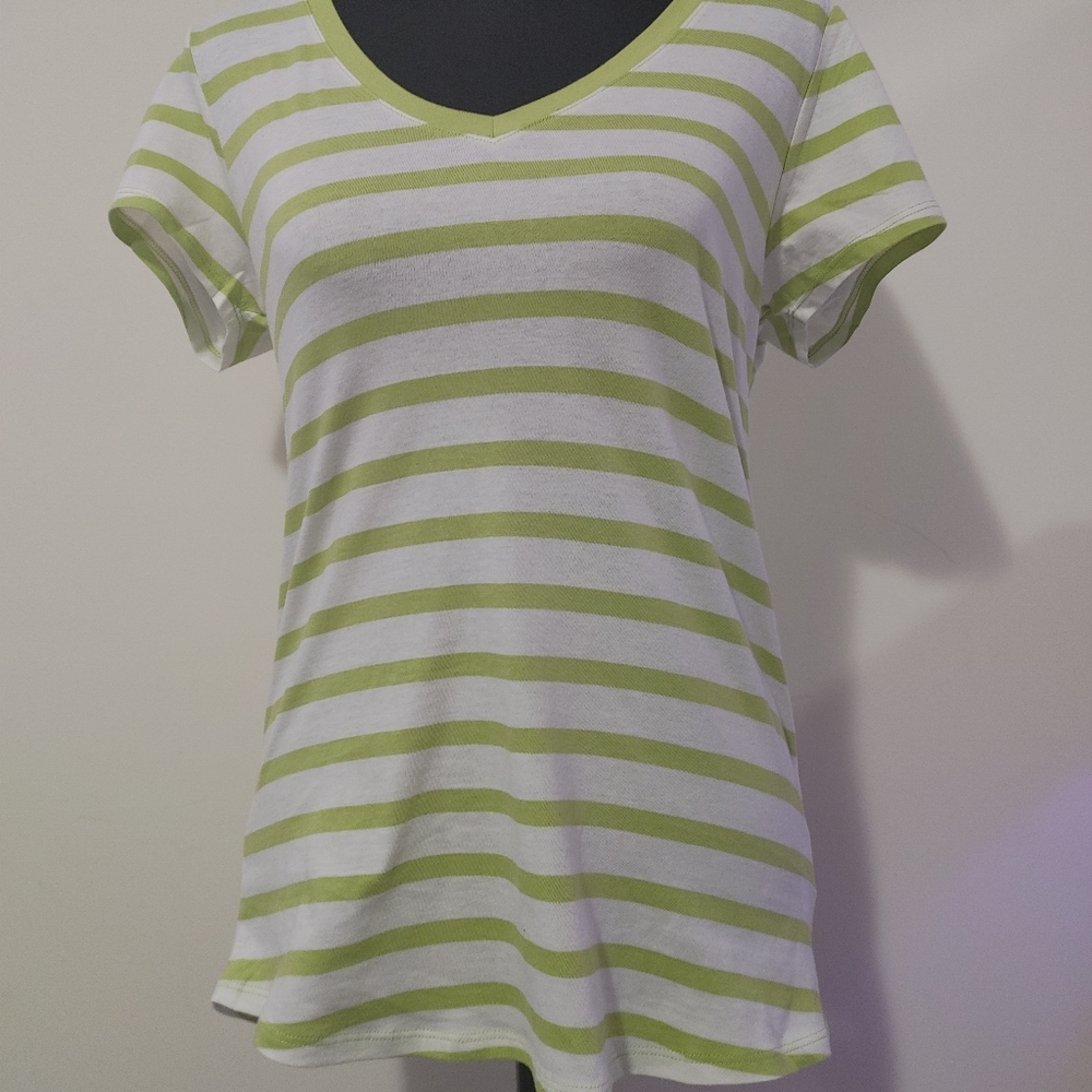 Green And White Small Stripped Top